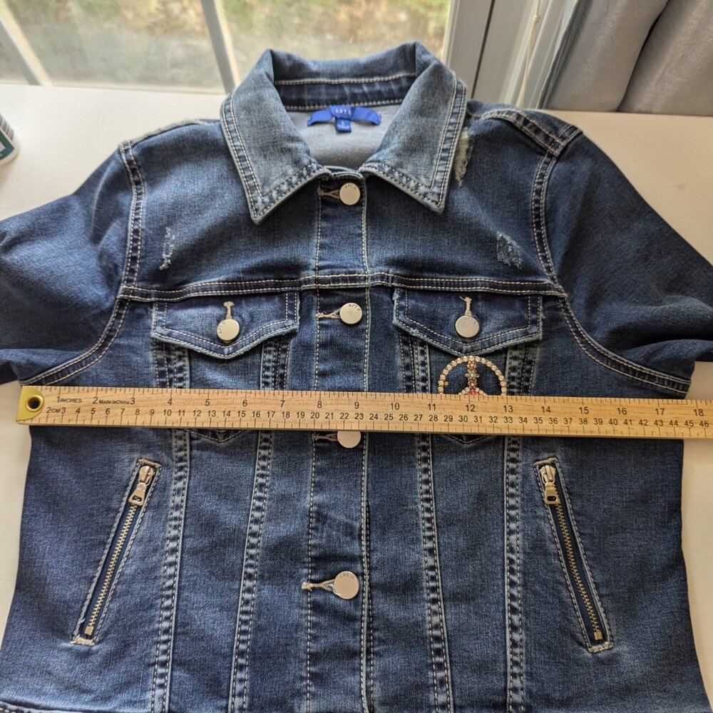 NWT Upcycled Handmade Denim Womans Jacket Apt.9 Small Distress - Picture 9 of 9